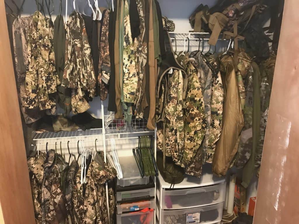 Organizing your hunting gear in one closet. It's easier than you think!